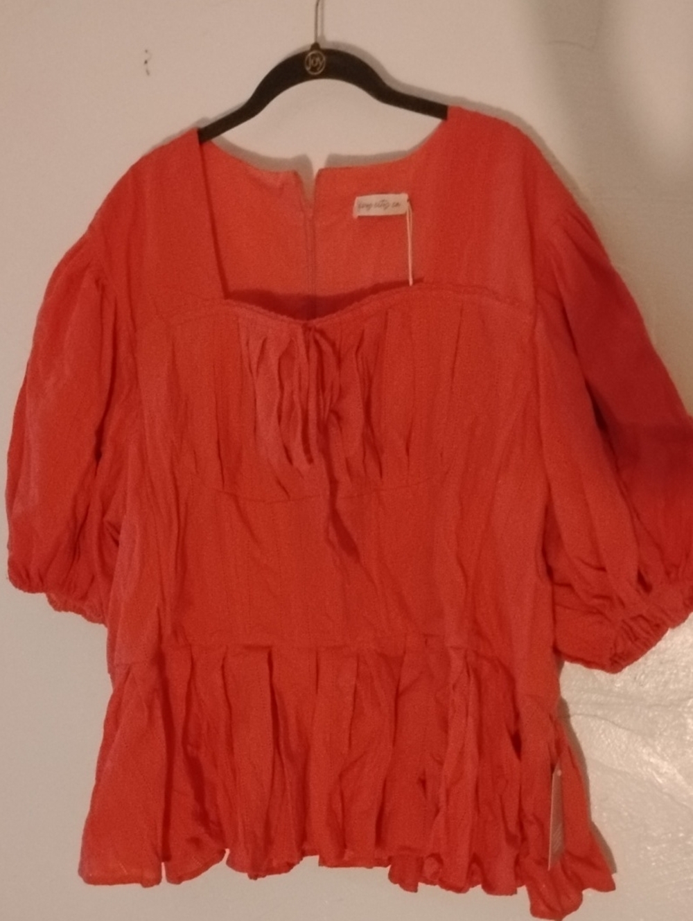 Ivy City Co Peasant Top Peblum - Coral 4X NWT